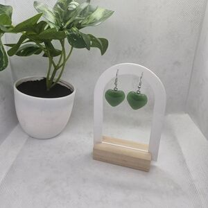 Green Heart Earrings